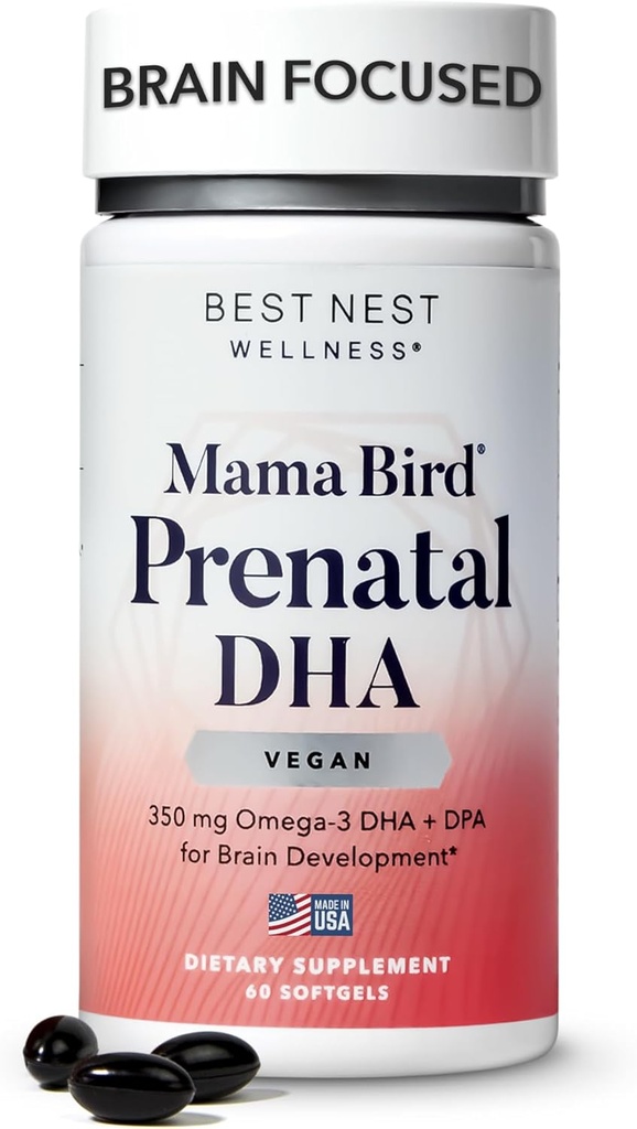 Meilleur Nest Wellness Mama Bird Vegan Prenatal DHA - Supplément Cerveau & Eye pour bébé - Supplément Prénatal Vegan avec Algae DHA - Supplément nutritionnel pour maman - 60 Softgels