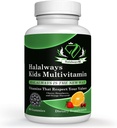 Halalways Kids Daily Gummy Halal Certified Multivitamin for Kids, Vitamine C, D3 et bien plus encore pour le soutien immunitaire Cerise, Fraise, Orange Flavors Certified Halal Supplément