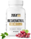 Capsules de resvératrol 600mg par portion, Capsules de supplément alimentaire antioxydantes, 60 Capsules dans 1 bouteille, Fabriqué aux États-Unis