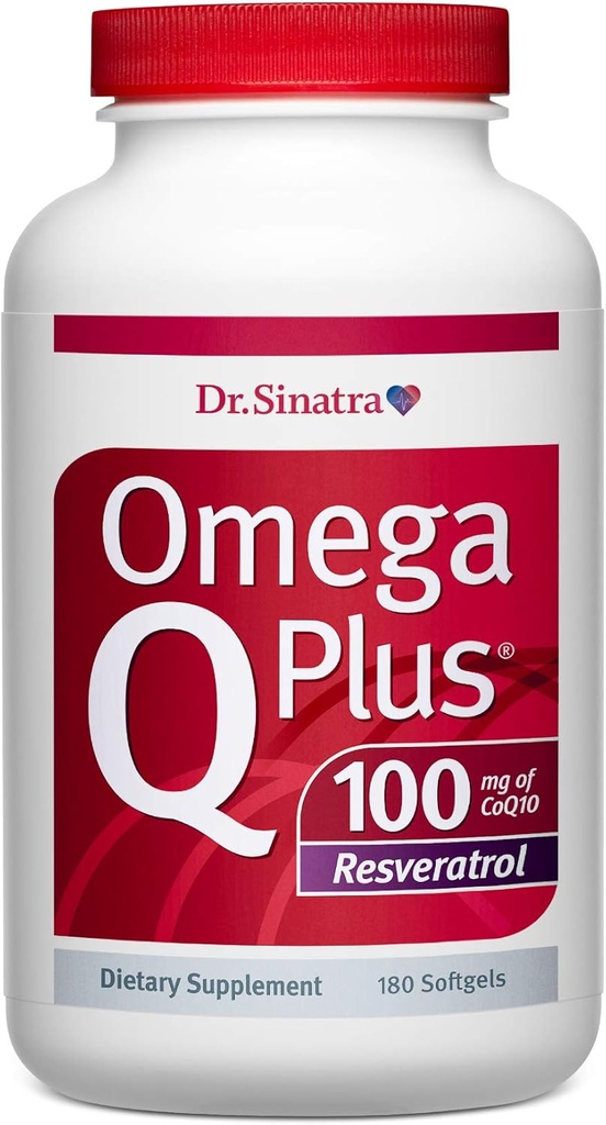 Dr Sinatra Omega Q Plus 100 Resveratrol – Omega-3 supplément soutient la santé cardiaque et fournit une puissance antioxydante avec 100mg de CoQ10 et Resveratrol (180 softgels)