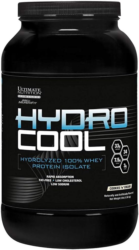 Nutrition Ultime HydroCool Hydrolysed Whey Protein Isolate Powder with No Bloating - Fat and Gluten Free, Absorption rapide, 33 grammes de protéines, Cookies & Crème, 3 livres