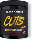 BLACKMARKET CUTS Pre Workout – Thermogenic Energy & Focus Powder pour les hommes et les femmes, le métabolisme des graisses, la définition musculaire, sans créatine, 30 portions (fruit Punch)