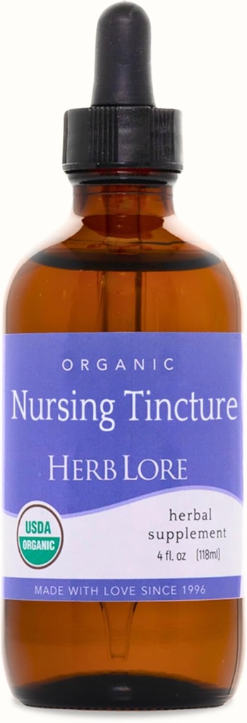 Teinture d'allaitement biologique Herb Lore - gouttes de soutien à la lactation liquide pour augmenter l'approvisionnement en lait maternel avec Moringa et Fenouil - Supplément d'allaitement sans fenouil (4 fl oz)