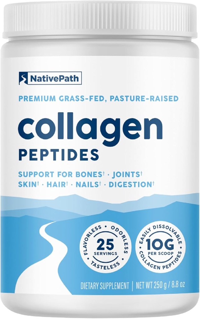 Peptides de collagène natif - Poudre de collagène hydrolysée de type 1 et 3 pour peau, cheveux, ongles - 8,8 oz (25 portions)