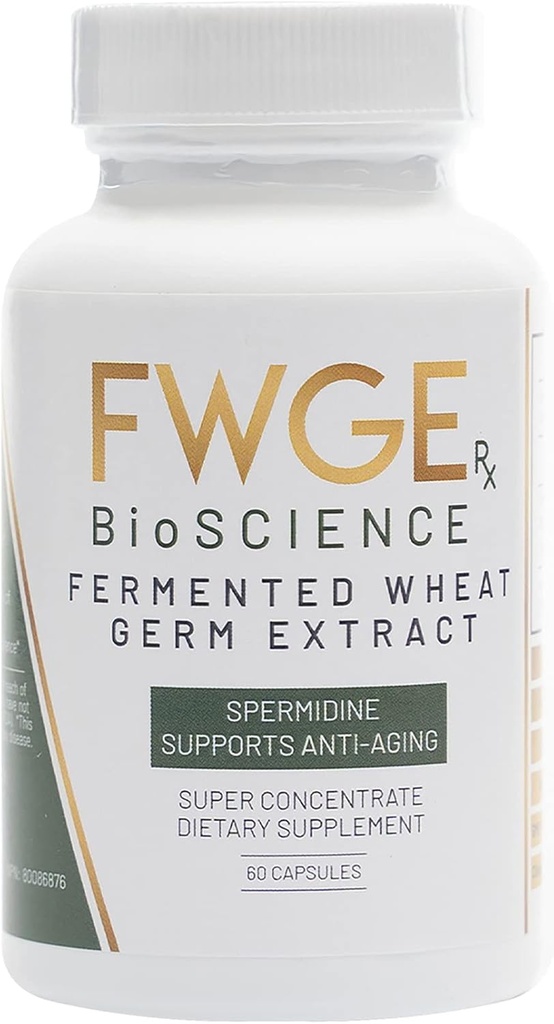 Spermidine Anti-Age et renouvellement cellulaire - Extrait de germe de blé fermenté premium, Inducteur d'autophagie, Non-OGM, sans gluten, sans sucre, végétalien, antioxydant, naturel, 1 bouteille 60 capsules (1 bouteille)