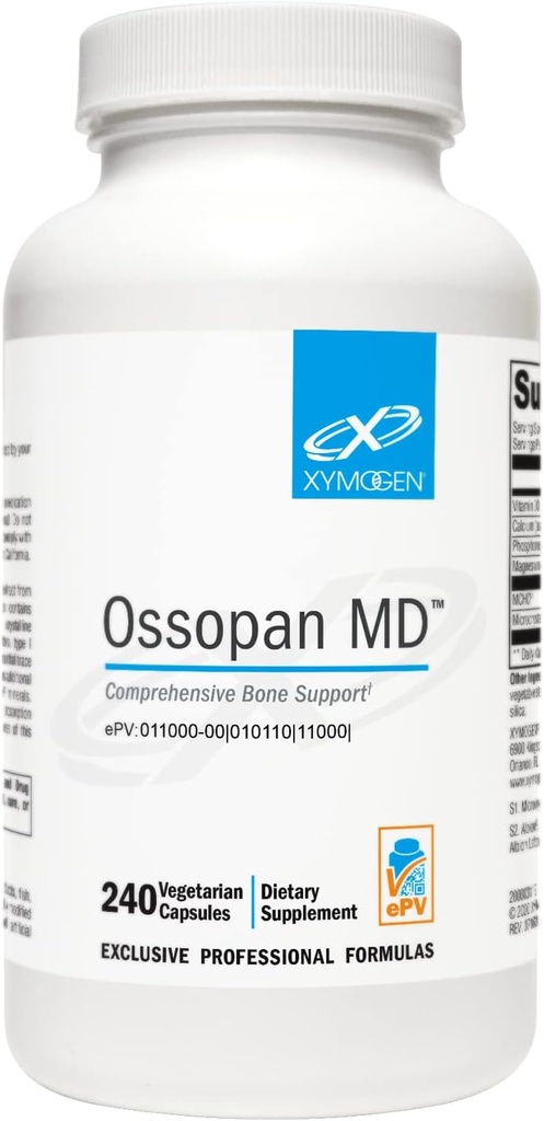 XYMOGEN Ossopan MD - Soutient la force osseuse + la santé osseuse - Supplément de calcium avec l'hydroxyapatite microcristalline, le phosphore, la vitamine D3 et le malate de magnésium (240 capsules)