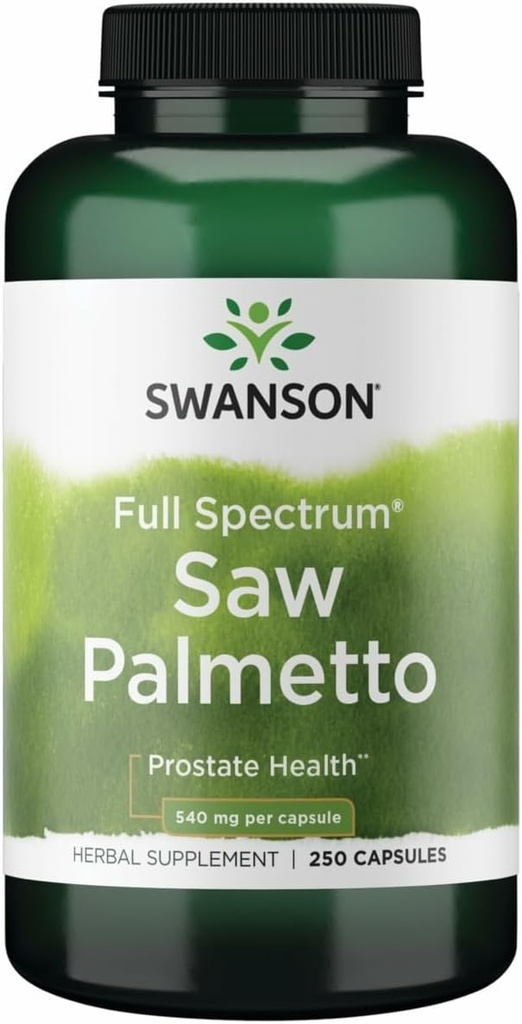 Swanson Saw Palmetto - Supplément à base de plantes favorisant le soutien de la santé prostate masculine - Supplément de cheveux naturels et soutien de la santé urinaire (540 mg 250 capsules)