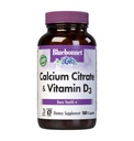 Citrate de calcium de Bluebonnet avec vitamine D3 - Soutien immunitaire quotidien Bone Health & Strength Plus* 1000mg Supplément de calcium pour les femmes et les hommes - Non-OGM, sans gluten - 180 capsules