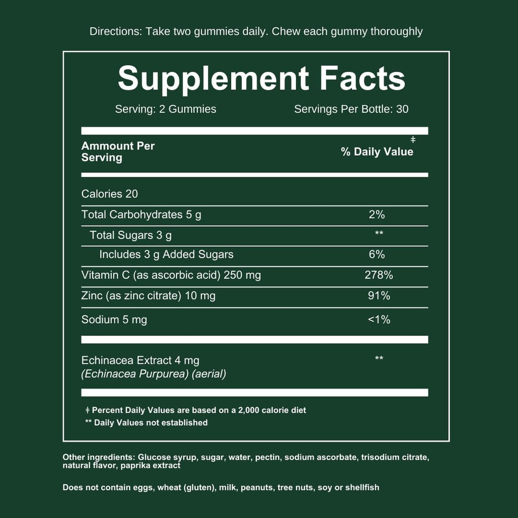 Gommies de soutien immunitaire WEM - Vitamine C - Zinc - Echinacea - Soutien du système de santé - Alternative aux pilules, sans gluten, supplément naturel pour les enfants et les adultes - 3 paquets