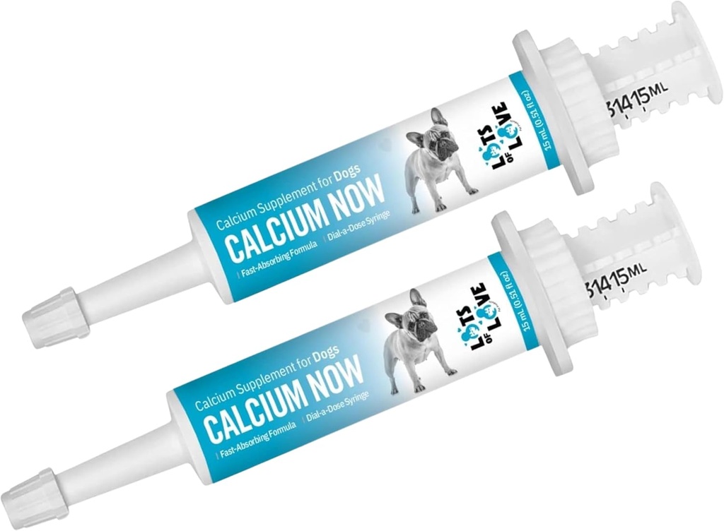 Calcium maintenant - Calcium oral pour chiens d'aide - (15 ml de pâte, Vanille) (Paquet de 2) - Supplément de calcium pour chien - Calcium pour chiens - Lots de produits pour animaux d'amour