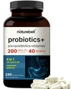 Probiotique 200 milliards CFU – 40 souches par portion de 240 capsules de légumes avec prébiotiques et probiotiques pour la santé digestive – Gut Health & Bloating Support