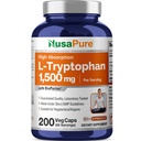 NusaPure L-Tryptophane 1500mg 200 Caps végétariens (non OGM, végétalien) Biopérine