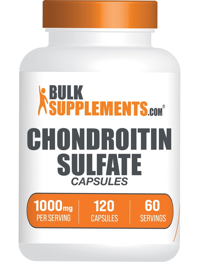 BulkSupplements.com Capsules de sulfate de chondroitine - Supplément nutritionnel, sulfate de chondroitine 1000 mg - Sans gluten, 2 capsules par portion, 120 Nombre (paquet de 1)