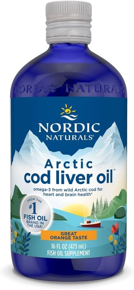 Nordic Naturals Arctic Cod Foie Oil, Orange - 16 oz - 1060 mg Total Oméga-3 avec EPA et DHA - Santé du coeur et du cerveau, immunité en santé, bien-être général - Non-OGM - 96 portions