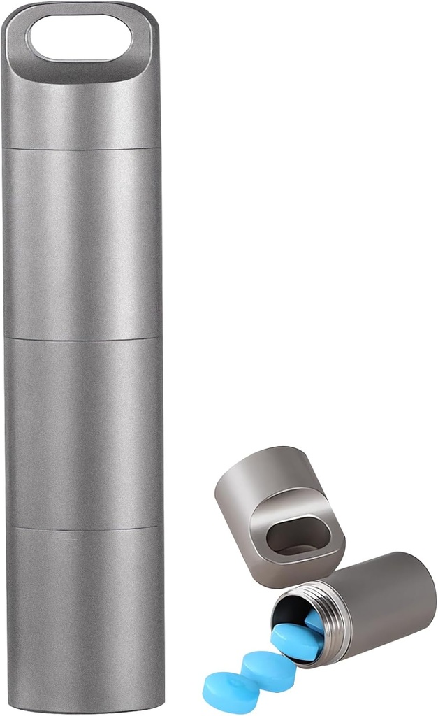 Petit porte-clés,304 En acier inoxydable Portable Pill Case Organizer pour les voyages, Pocket Pill étanche boîte de médecine pour les hommes de Purse (Midium Portable Pill Case)