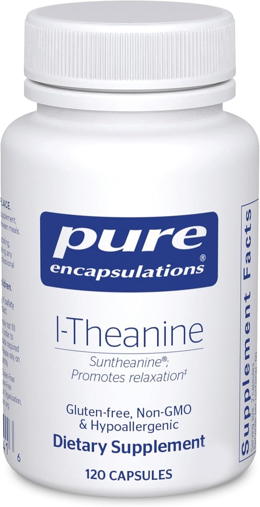 Encapsulations pures L-Theanine - Supplément acide amino pour soutenir la relaxation, le stress et le système nerveux - 120 capsules