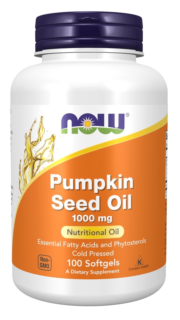 MAINTENANT suppléments, huile de graines de citrouille 1000 mg avec acides gras essentiels et phytostérols, pressés à froid, 100 softgels
