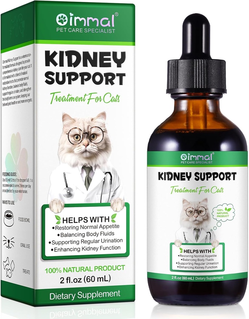 ALIVO Support du foie pour les chats, le foie et le rein Support pour les chats avec extrait naturel de plantes aide à équilibrer les chats foie et les reins santé, supplément naturel de plantes d'animaux pour chats - 60 ml