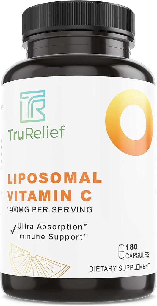 VIT liposomique C - Soutien immunitaire avec/ultra-absorption. 180 capsules par bouteille. Positif 1400mg dose de VIT C liposomique.