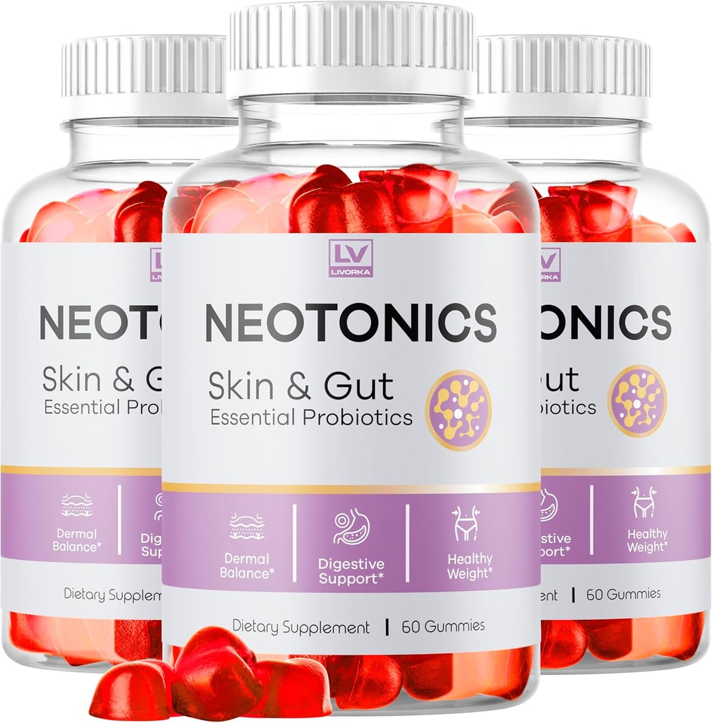 (3 Pack) Néotoniques Skin and Gut Gummies, Néotoniques Skin & Gut Essential Probiotiques Gummies, Néotoniques Skin and Gut Gummies Revues, Néotoniques Revues, Néotoniques Gummies, 180 Gummies pendant 3 mois