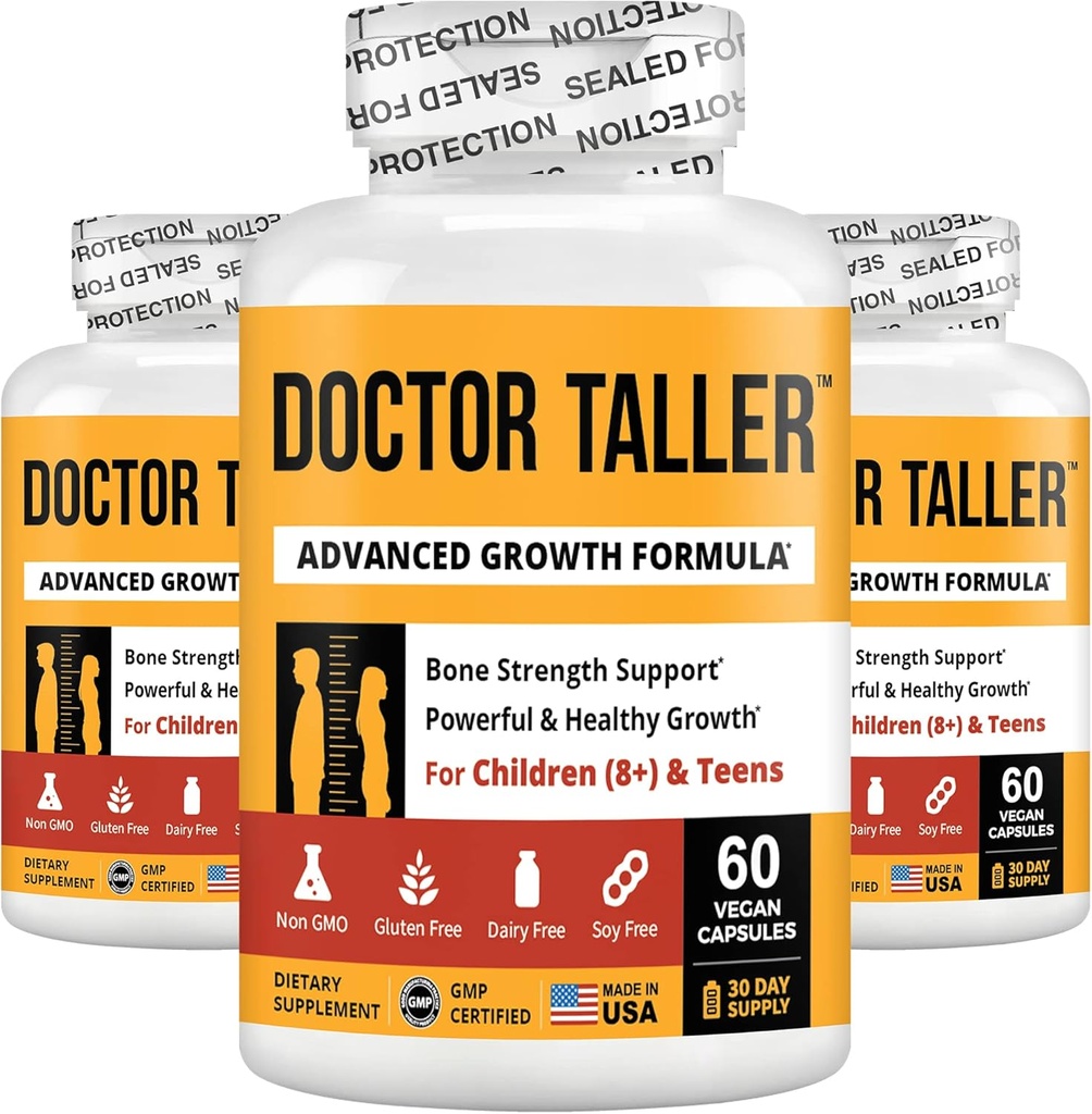 NuBest Doctor Taller - Formule de croissance en hauteur - soutient la croissance en hauteur et l'immunité - Keto avec du calcium, vitamine D3, vitamine K2, acides aminés et herbes pour les enfants (8+) - 3 packs