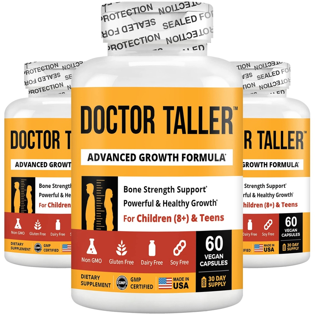 NuBest Doctor Taller - Height Growth Formula - Supports Height Growth and Immunity - Keto with Calcium, Vitamin D3, Vitamin K2, Amino Acids & Herbs for Children (8+) - 3 Pack | 3 Month Supply