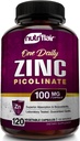 NutriFlair Zinc Picolinate 100mg, 120 Capsules - Vegan, Non-GMO, Made in USA, Third-Party Lab Tested
