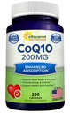 aSquared Nutrition CoQ10 (200 Capsules and 200mg) - High Absorption Vegan CO Q-10 Powder - Enzyme Ubiquinone Supplement Pills, Extra Antioxidant Coenzyme Q10 Vitamin, Coq 10 Alernative to Softgels