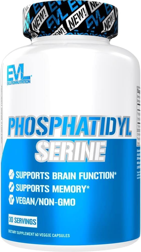 Evlution PhosphatidylSerine Nootropics Supplément de soutien au cerveau - Supplément de santé cérébrale anti-vieillissement avancé pour les adultes - Mémoire et focus avec Phosphatidylsérine 300mg - EVL Vegan Non-OGM