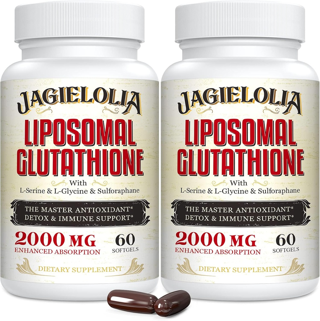 Glutathion liposomique 2000 mg avec L-Serine, L-Glycine et Sulforaphane – Formulation unique active L-Glutathion pour améliorer l'absorption - Master Antioxydant, Détoxifiant et Immune