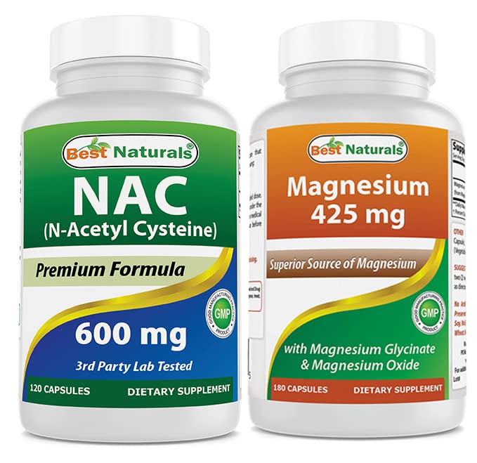 Meilleurs naturels NAC 600 mg et Glycinate de magnésium 425 mg