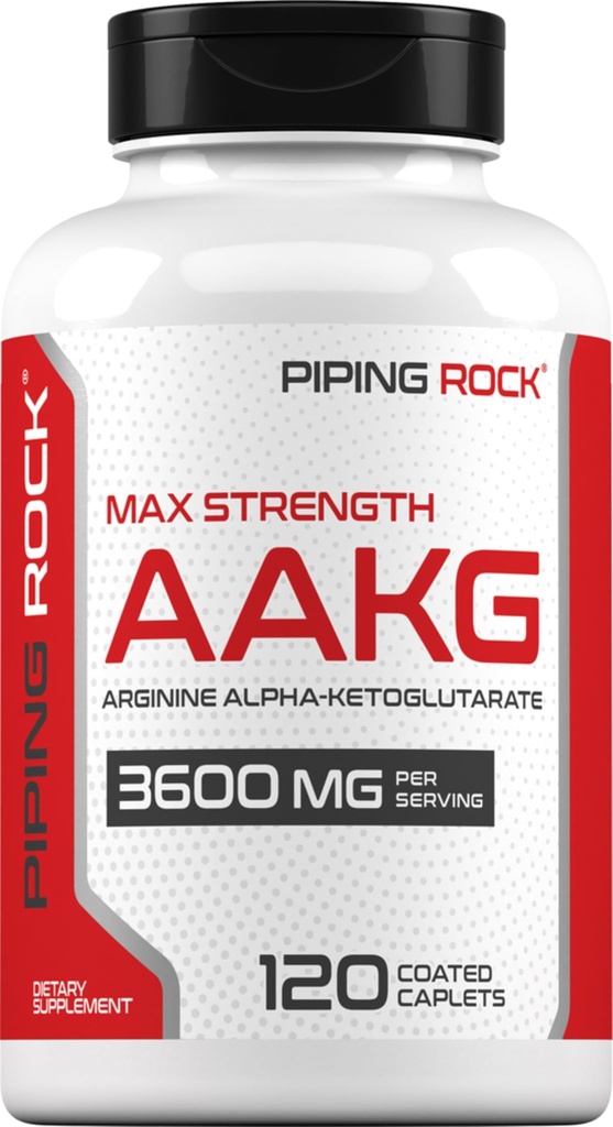 Piping Rock AAKG Supplement 120 Caplets $ 3600 mg $ Supplément Arginine Alpha-Kétoglutarate $ Enhancer oxyde nitrique $ Max Strength $ Végétarien, Non-OGM, Sans gluten