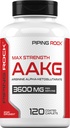 Piping Rock AAKG Supplement 120 Caplets $ 3600 mg $ Supplément Arginine Alpha-Kétoglutarate $ Enhancer oxyde nitrique $ Max Strength $ Végétarien, Non-OGM, Sans gluten