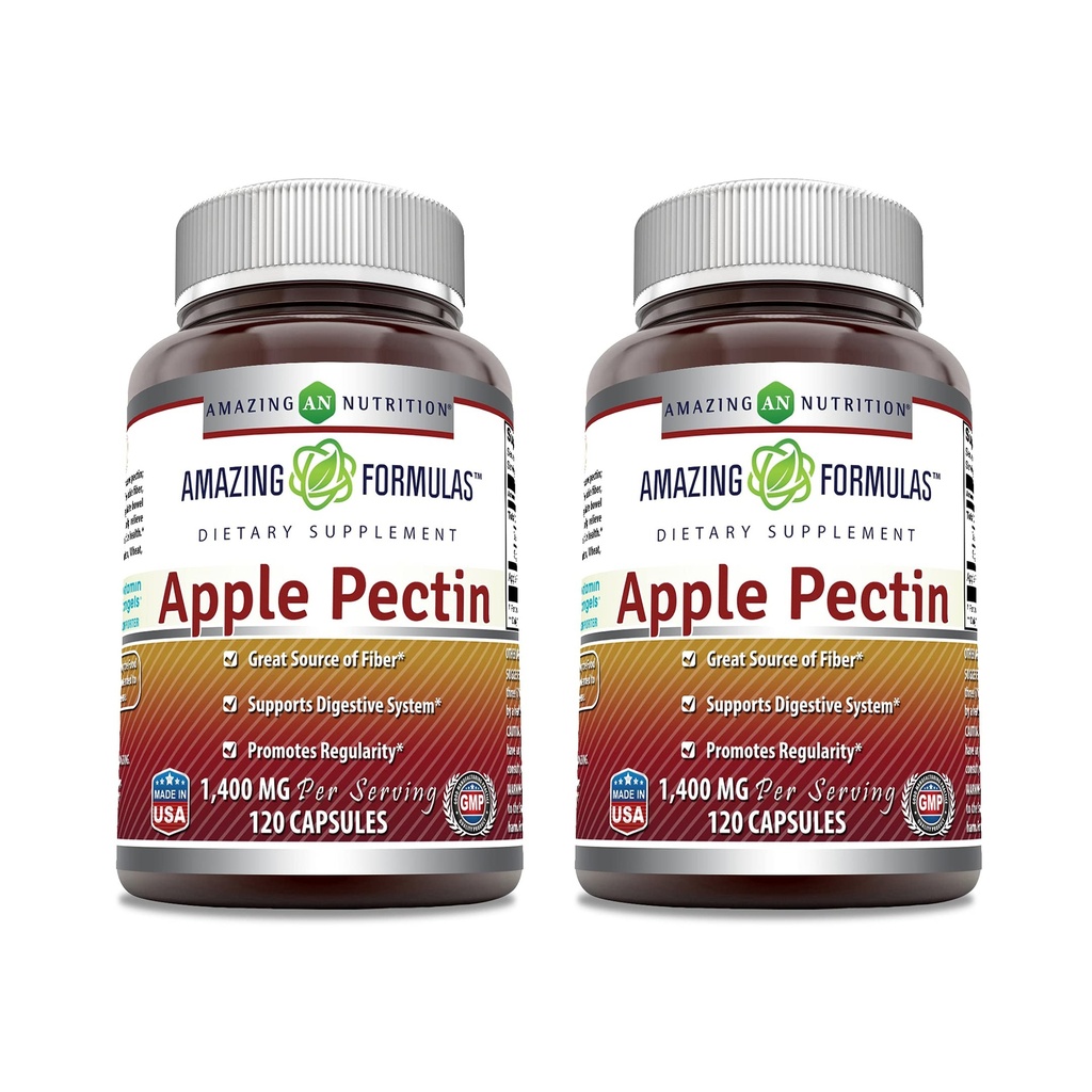 Formules étonnantes Pectine de pomme 1400 mg par supplément de service.