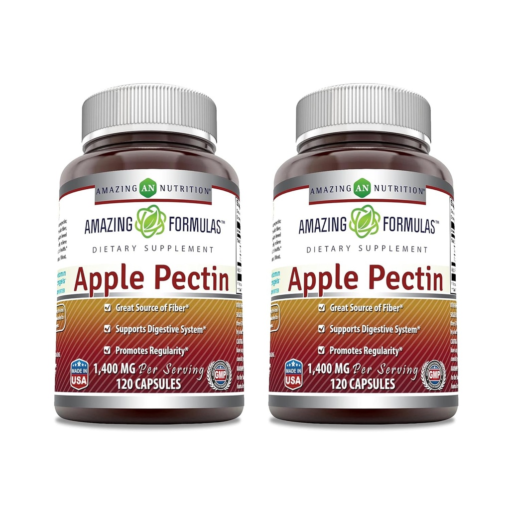 Formules étonnantes Pectine de pomme 1400 mg par supplément de service.