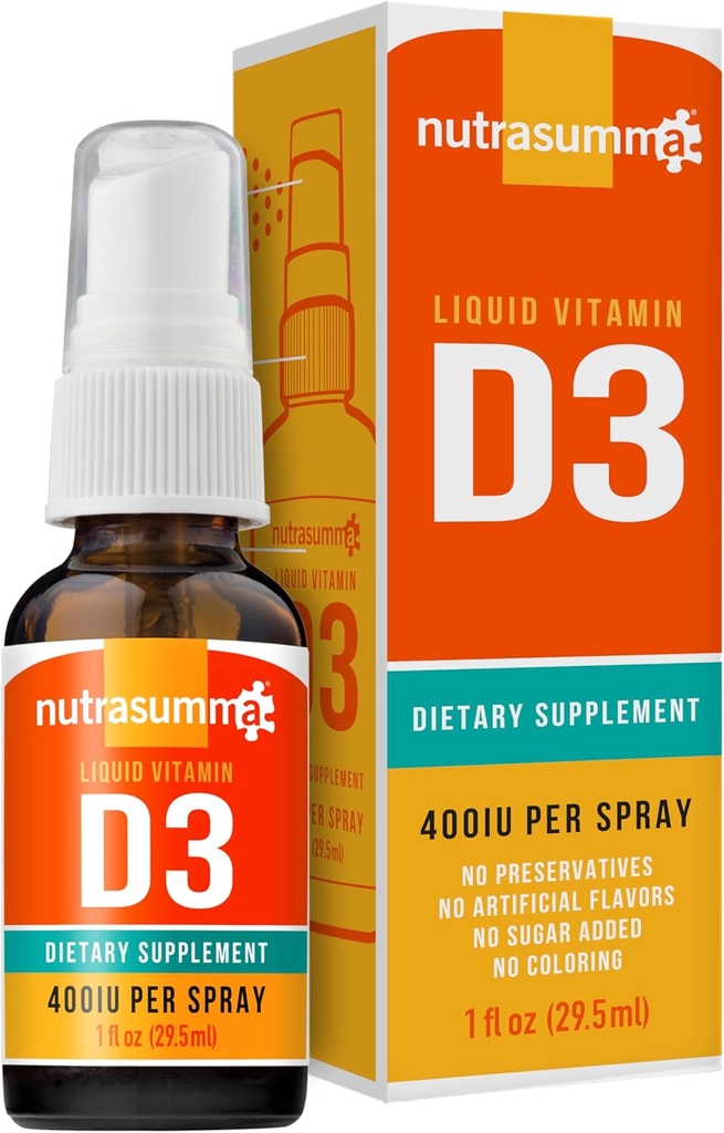 Nutrasumma Vitamin D3 1000 IU Spray -1oz- Naturally High Absorption Rate Supports Bone Boosts Immune System Vitamin Supplement