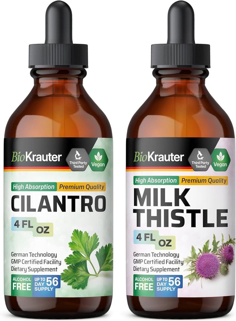 BIO KRAUTER Teinture de cilantro 4 Fl. Oz. & Lait Teinture de chardon 4 Fl. Oz.
