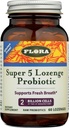 Flora - Super 5 Lozenge Probiotique, Probiotique oral aromatisé aux framboises, bon pour la mauvaise respiration, cinq souches avec 2 Million CFU, Regain et Retain Gut Health, RAW, 60 Lozenges