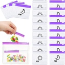 56 Pcs AM PM Pochettes à pilules Sacs de voyage Sacs à pilules Zippered Medicine Organizer Jour et nuit Sac à pilules en plastique réutilisable Sacs à pilules avec fermeture à glissière mensuelle Organisateur 2 fois par jour (Clear, Purple)