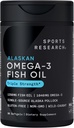 Recherche sportive Huile de poisson Omega 3 Triple Strength - Supplément d'huile de poisson sans Burpless avec acides gras de l'EPA et de l'ADH provenant d'un Alaska sauvage de source unique - 1250 mg, 90 ct