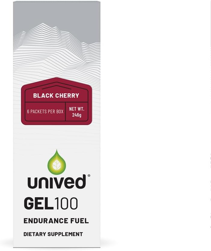 Gel unique 100 - Gel d'énergie végétalien pour athlètes d'endurance Coureurs et cyclistes - 100kcal - Cerise noire - Pack de 6