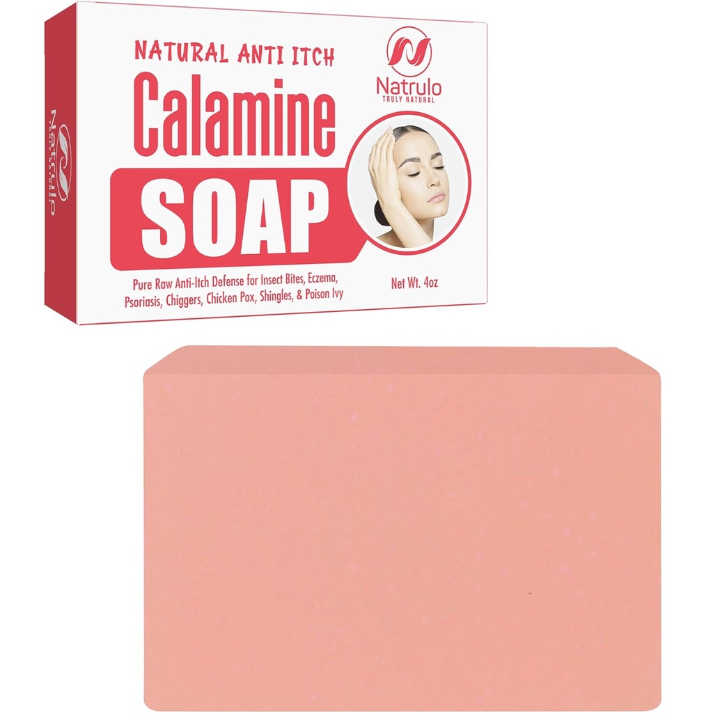 Soap Bar naturel de soulagement de la démangeaison rapide - Calamine calmante savon pour la peau de démangeaison, Insect Bite, Eczéma, Ivy Rash, Poulet Pox - Pur Raw Anti-Itch Défense Soin nettoyant - Fabriqué aux États-Unis