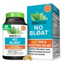 Zenwise Health No Bloat Enzymes digestifs pour Gut Health, Gas & Bloating Relief - Supplément digestion multienzymes avec probiotiques, gingembre, dandelion curcuma et lactase - Hommes et femmes - 60 Comte