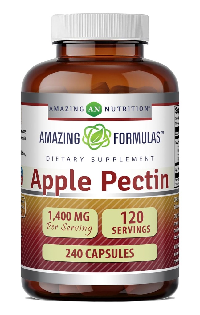 Formules étonnantes Pectine de pomme 1400 Mg par supplément de service.