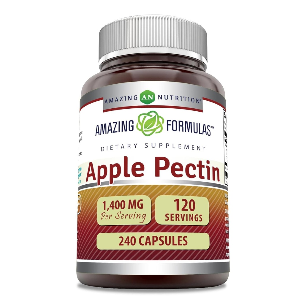 Formules étonnantes Pectine de pomme 1400 Mg par supplément de service.