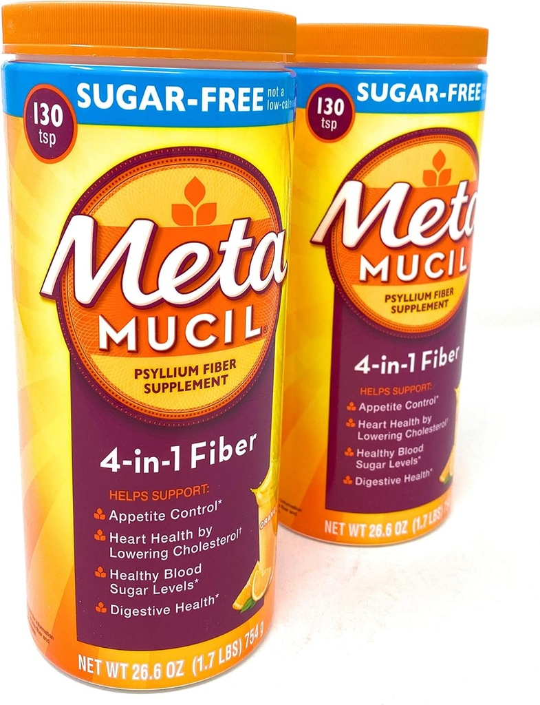 Métamucil supplément de fibre sans sucre, orange lisse 260 portions