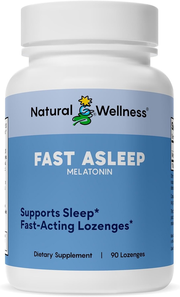 Asleep rapide de bien-être naturel – Losanges de mélatonine à action rapide pour le sommeil reposé, la relaxation et le soulagement de la lag – Aide au sommeil à saveur de cerise à dissolution rapide – Formation non-Habit, réveil rafraîchi – 90 Lozenges