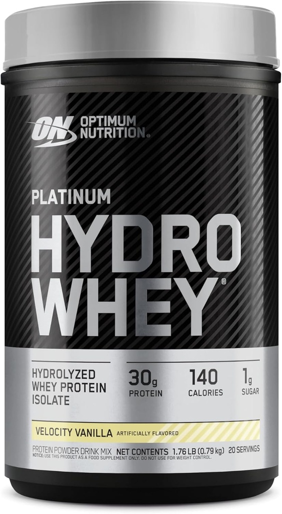 Nutrition optimale Platine Hydrowhey poudre de protéines, 100% hydrolysée poudre de protéines de lactosérum, saveur: vanille de vélocité, 20 portions, 1,76 livres (paquetage mai vary)