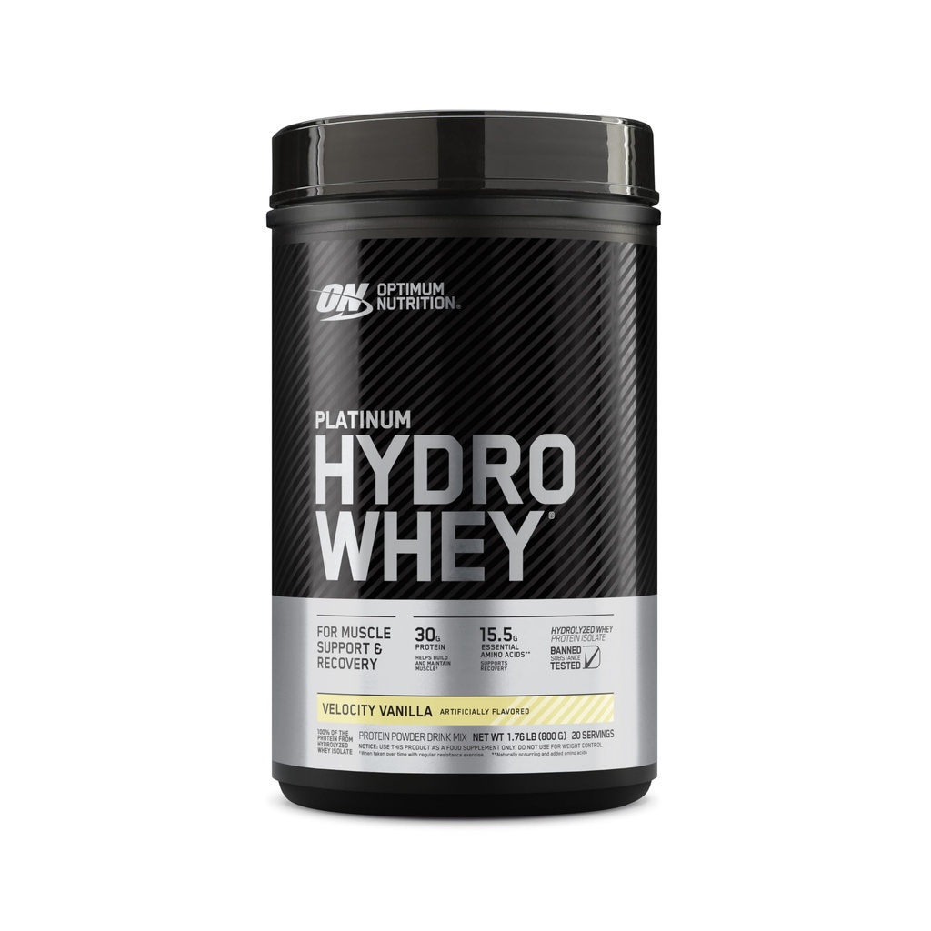 Optimum Nutrition Platinum Hydrowhey Protein Powder, 100% Hydrolyzed Whey Protein Isolate Powder, Flavor: Velocity Vanilla, 20 Servings, 1.76 Pounds (Packaging May Vary)