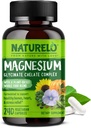 NATURELO Magnésium Glycinate Complexe de chélate - 200 mg Magnésium avec des légumes organiques pour soutenir le sommeil, le calme, la crampe musculaire et le stress - Sans gluten, sans OGM - 240 capsules